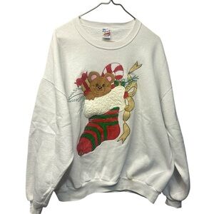 Vintage 1980’s Puffy Paint Ugly Christmas Sweater Sweatshirt 2X (flawed)